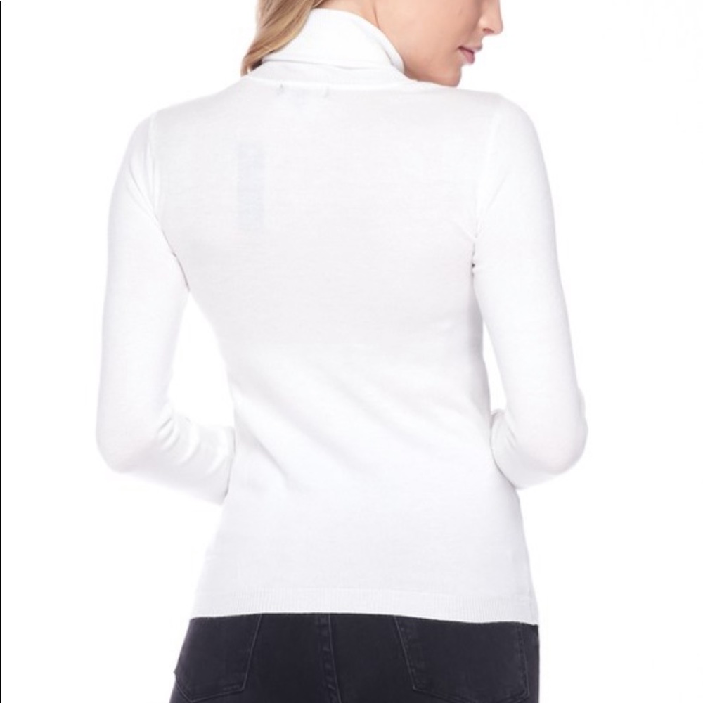 SOFT TURTLENECK SLIM FIT TOP - IVORY WHITE - Picture 2 of 7